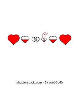 Like and Heart icon. Live stream video, chat, likes. Social nets like red heart web buttons isolated on white background. Valentines Day. Vector illustaration.