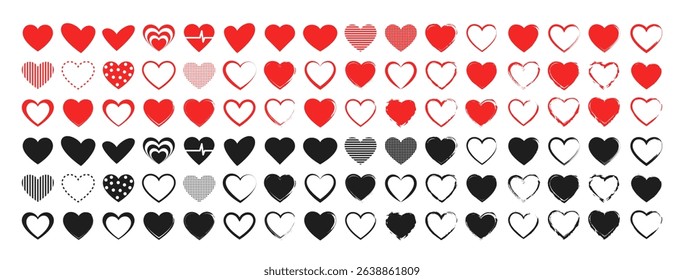 Like and Heart icon. Live stream video, chat, likes. Social nets like red heart web buttons isolated on white background. Vector illustaration.