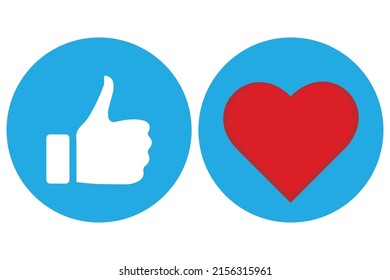Like And Heart Icon. Love React, Ok, Sign Illustration. 