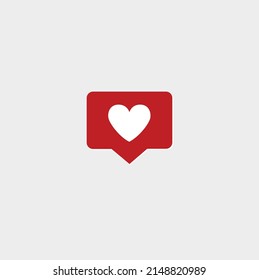 Like heart icon on a red pin isolated on white background