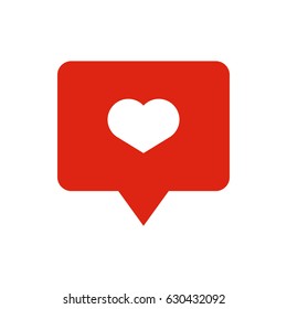 Like heart icon on a red pin isolated on white background. Like symbol