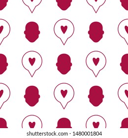 Like and heart icon seamless pattern background. Vector illustration.Thumb up and heart seamless background. - Vector