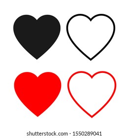 Like and Heart icon. Social nets like red heart web buttons isolated on white background.Vector illustaration.