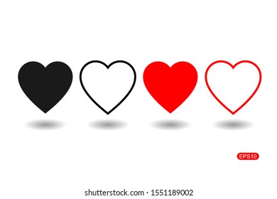 Like and Heart icon. Social nets like red heart web buttons isolated on white background.Vector illustaration.