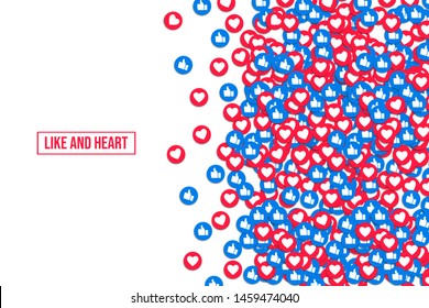 Like and heart icons background, vector illustration