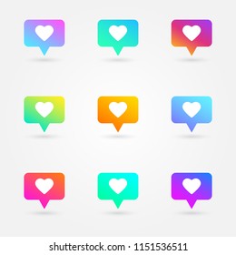 Like and heart icons set. Social network symbol. 