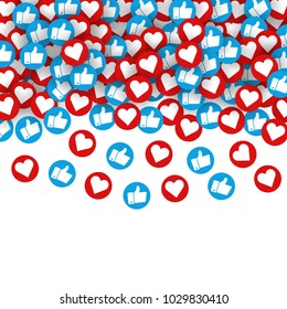 Like and heart icons set. Vector Illustration