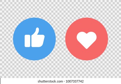Like and Heart love icon on transparent background