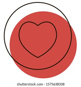 Like heart with red shadow icon. Social button. Vector illustration for web, graphic design, ui, application logo. Isolated on white background.