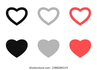 Like and Heart vector icons. Active and Inactive modes.