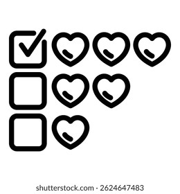 Like hearts product review icon. Outline like hearts product review vector icon for web design isolated on white background - Powered by Shutterstock - Get 15% off with code: PIKWIZARD15