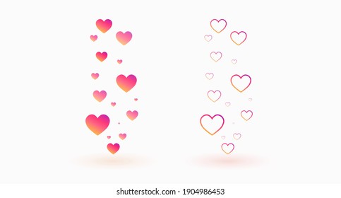 Like hearts for the video content you liked on the air. Social networking concept. Quality assessment, grade. Vector illustration 