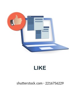 Como un icono. 3d ilustración de la recopilación de comentarios. Icono de Creative Like 3d para diseño web, plantillas, infografías y más