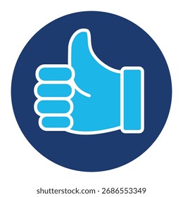 Like Icon In Blue Monochrome Flat Design, Vector Illustration