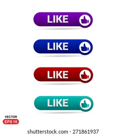 Like Icon Button. Abstract beautiful text button with icon. Purple Button, Blue Button, Red Button, Green Button, Turquoise button. web design element. Call to action gray icon button