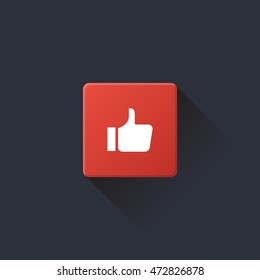 like icon, button on red background