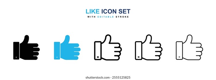 Like icon collection in black and blue colors