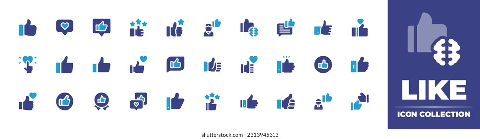 Like icon collection. Duotone color. Vector illustration. Containing like, star, acknowledgement, feedback, customer, thumbs up, reaction, thumb up.