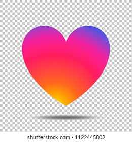 Like Icon, Colorful smooth gradient color background. Heart vector illustration. Love sign.