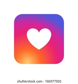  Like Icon, Colorful smooth gradient color background. Heart vector illustration. Love sign.