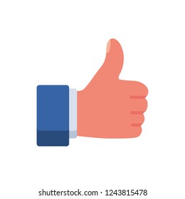 Like icon colorful. Thumb up symbol. Vector illustration flat design style. Isolated on white background. For web applications and the Internet.