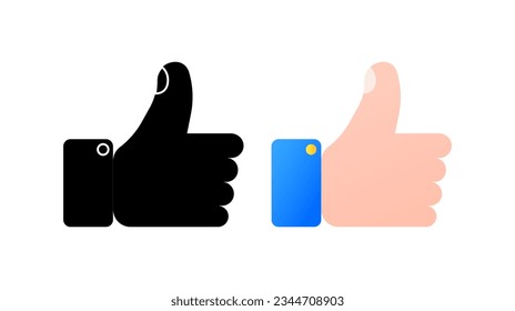 Like icon. Different styles, color, thumbs up, like emoji. Vector icons