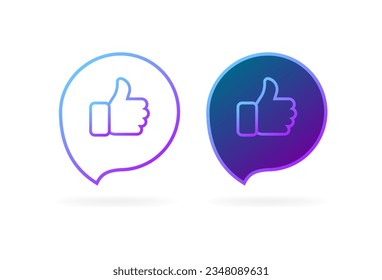 Like icon. Different styles, color, thumbs up, like emoji. Vector icons