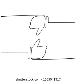 Like icon and dislike. Thumbs up and thumbs down. Black color. Modern concept. Simple doodle thin line design. Vector icons set isolated on white background