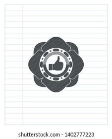 like icon emblem with pencil effect. Vector Illustration. Detailed.