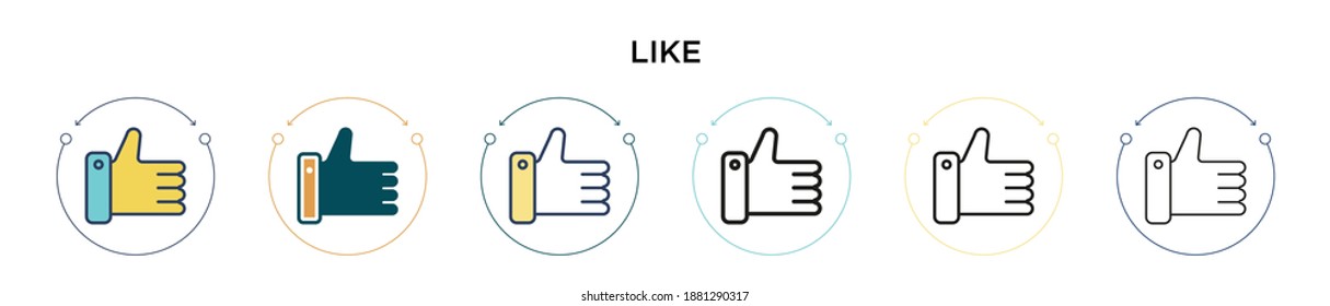Como un icono en el estilo relleno, delgado, contorno y trazo. Ilustración vectorial de dos diseños de iconos vectoriales de color y negro se pueden utilizar para móviles, ui, web