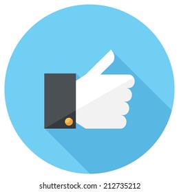 Like icon. Flat design style modern vector illustration. Isolated on stylish color background. Flat long shadow icon. Elements in flat design.