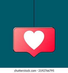 like icon in a frame on a rope on a dark blue background