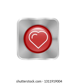 like icon and gold glossy button. heart icon