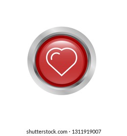 like icon and gold glossy button. heart icon