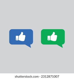 Like icon hand in blue and green  color for social media 
