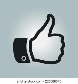 Like  icon. Hand finger up sign. Thumb up symbol. Flat design style. 