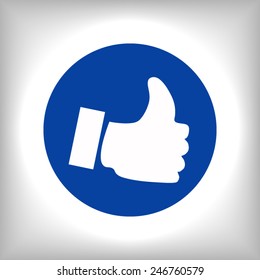 Like icon. Hand finger up sign. Thumb up symbol. Flat design style.
