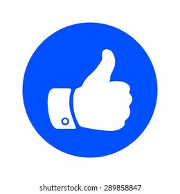 Like  icon. Hand finger up sign. Thumb up symbol. Flat design style. 