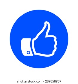 Like  icon. Hand finger up sign. Thumb up symbol. Flat design style. 