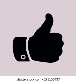 Like  icon. Hand finger up sign. Thumb up symbol. Flat design style. 