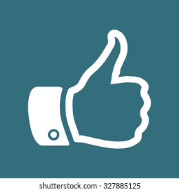 Like  icon. Hand finger up sign. Thumb up symbol. Flat design style. 