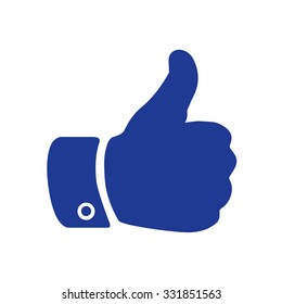 Like  icon. Hand finger up sign. Thumb up symbol. Flat design style. 