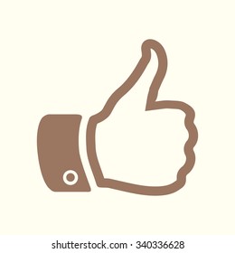 Like  icon. Hand finger up sign. Thumb up symbol. Flat design style. 