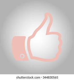 Like  icon. Hand finger up sign. Thumb up symbol. Flat design style. 