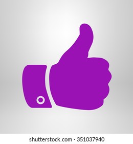 Like  icon. Hand finger up sign. Thumb up symbol. Flat design style. 