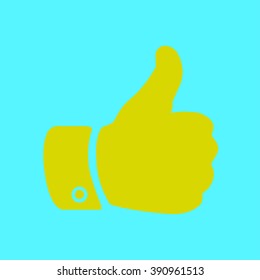 Like  icon. Hand finger up sign. Thumb up symbol. Flat design style. 