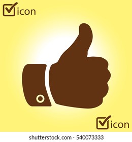 Like  icon. Hand finger up sign. Thumb up symbol. Flat design style. 