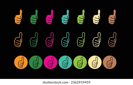 Like icon. Hand like. Outline love symbol. Social media sign. Seal of approval