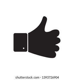 Like icon. Hand like. Thumb up. black glyph love symbol. Social media sign.