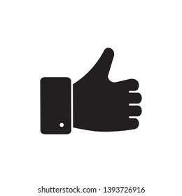 Like icon. Hand like. Thumb up. black glyph love symbol. Social media sign.